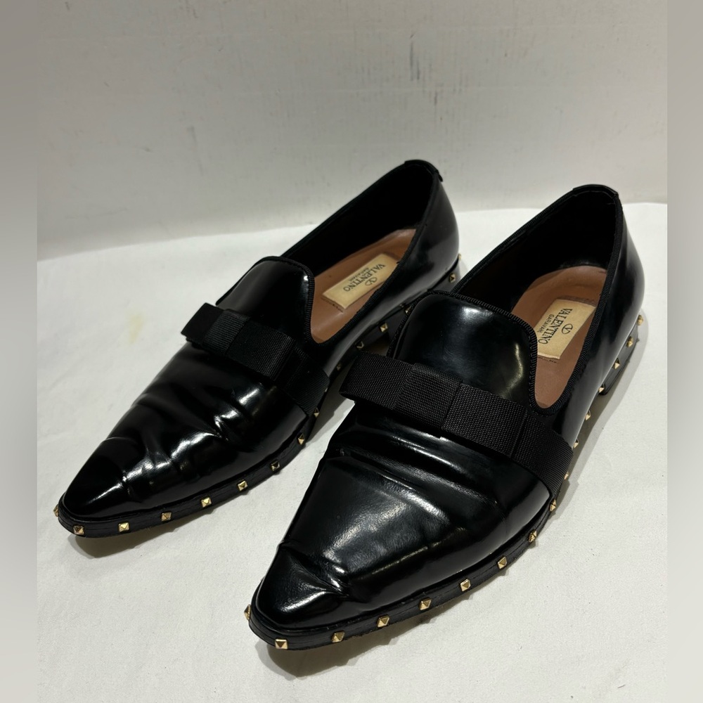 Valentino Black Patent Leather RockStud Loafers